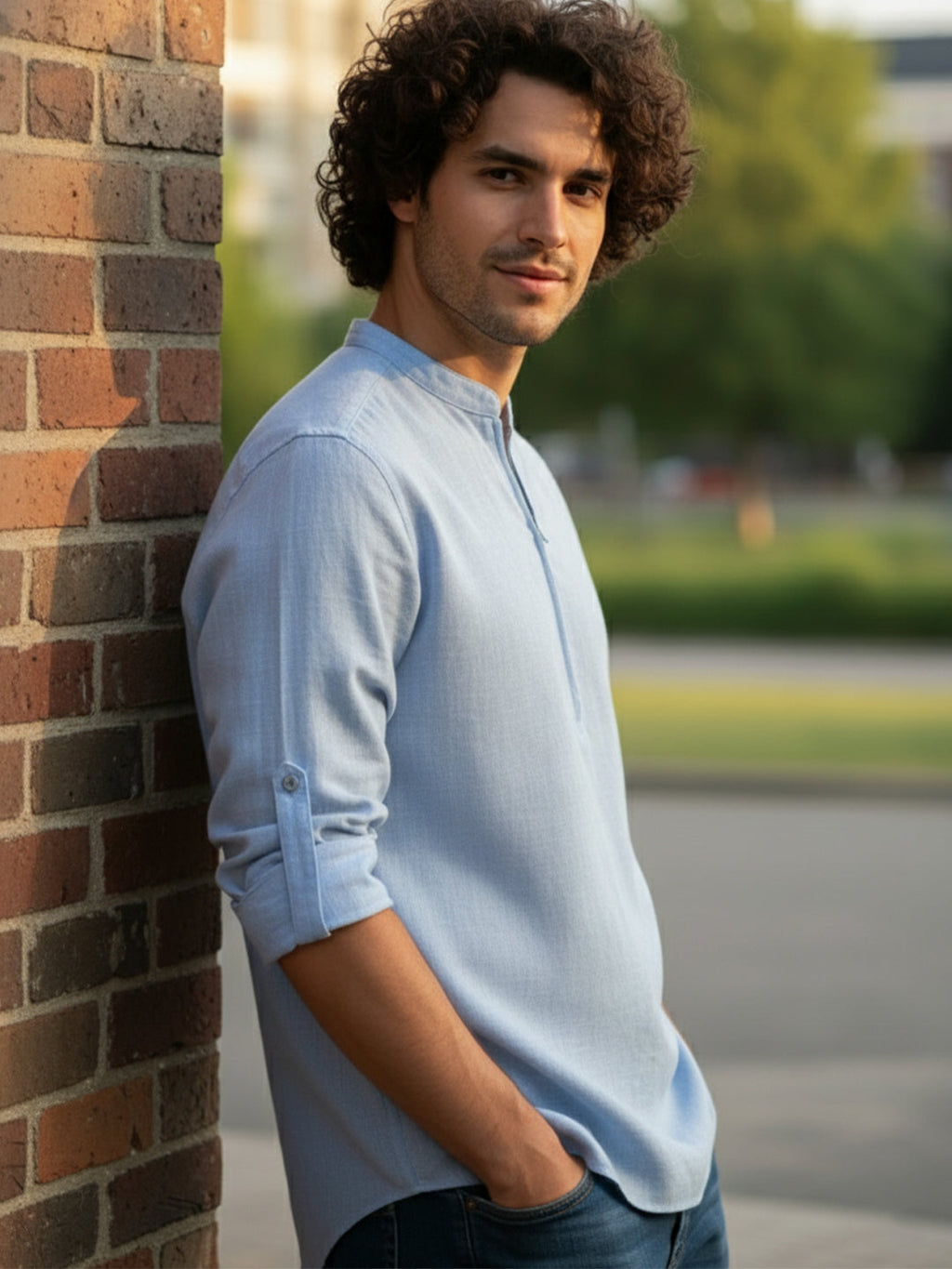 BLUE ROBED Full Sleeve Kurta for men Daily Wear in Sky Blue view 72