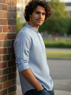 BLUE ROBED Full Sleeve Kurta for men Daily Wear in Sky Blue view 72