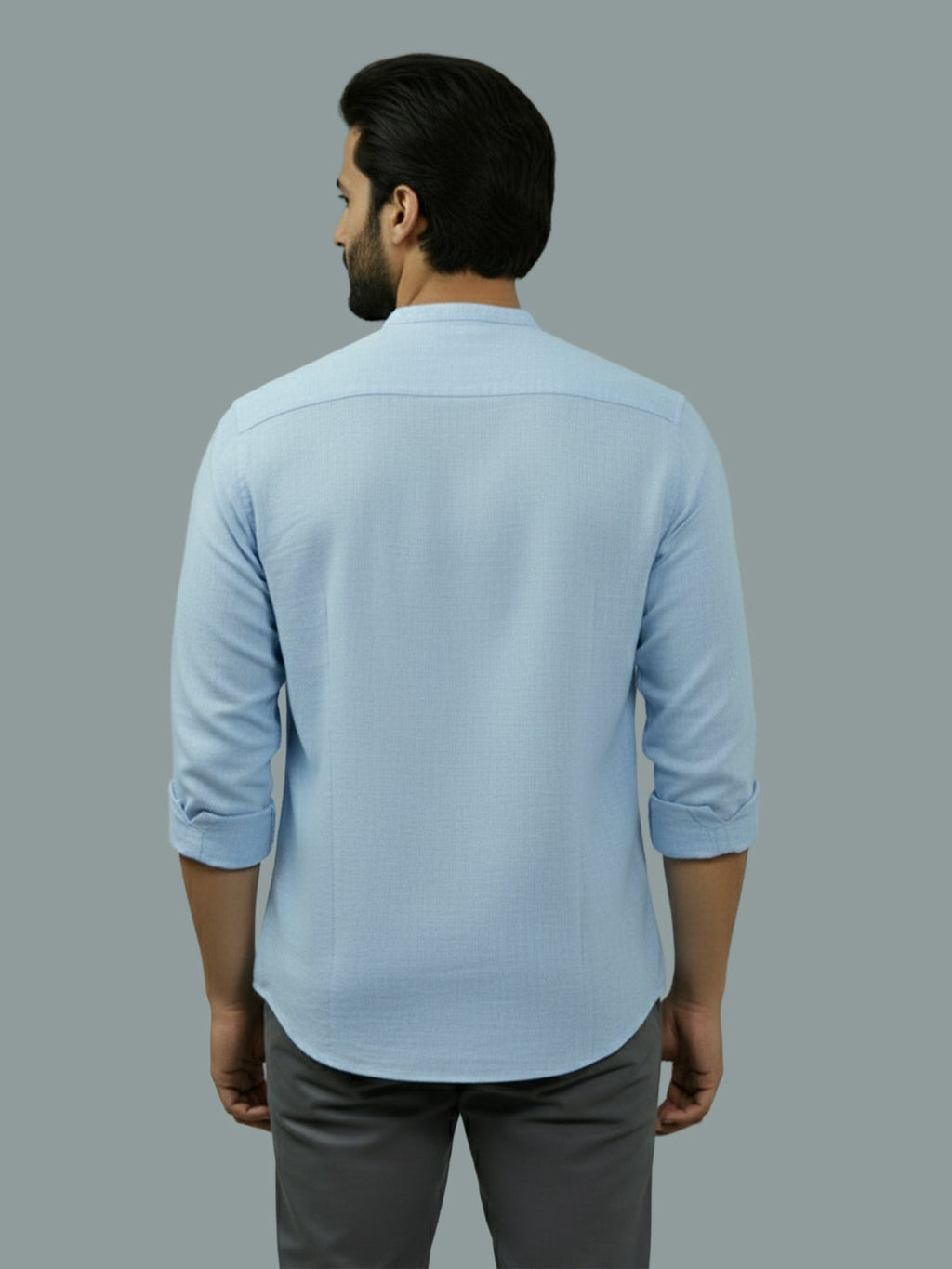 Full Sleeve Chinese Collar Cotton Slim Shirt for Men and Boys in Shirt For Men And Pink by BLUE ROBED, style view
