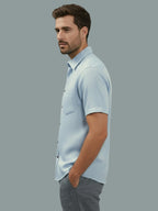 Half Sleeve Spread Collar Cotton Slim Shirt for Men and Boys in Shirt For Men And Yellow by BLUE ROBED, side view