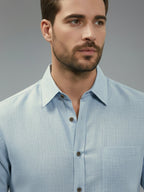 Half Sleeve Spread Collar Cotton Slim Shirt for Men and Boys in Shirt For Men And Yellow by BLUE ROBED, back view