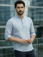 BLUE ROBED Full Sleeve Kurta for men Office Wear in Sky Blue view 24