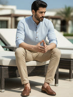BLUE ROBED Full Sleeve Kurta for men Office Wear in Sky Blue view 20