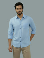 Full Sleeve Spread Collar Cotton Slim Shirt for Men and Boys in Shirt For Men And Green by BLUE ROBED, front view