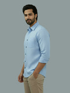 Full Sleeve Spread Collar Cotton Slim Shirt for Men and Boys in Shirt For Men And Green by BLUE ROBED, back view