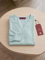 Women’s Crepe Formal Top | Elegant V-Neck Office Wear Blouse