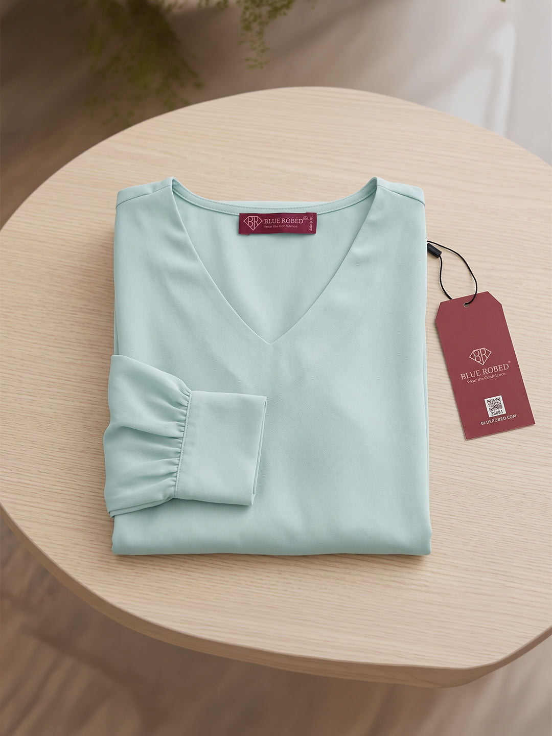 Women’s Crepe Formal Top | Elegant V-Neck Office Wear Blouse