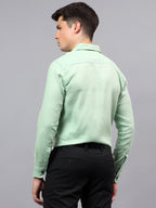Men's Full Sleeve Spread Collar Premium Casual Shirt for Men in Black by BLUE ROBED, fit view