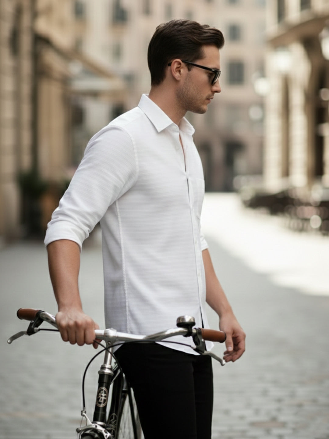 BLUE ROBED - 100% Cotton Men's Strip Full Sleeve Shirts Shirt - Office & Daily Wear - White Secondary image
