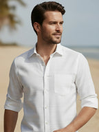 100% Cotton Men's Strip Full Sleeve Shirts Shirt Daily Wear in White by BLUE ROBED, side view