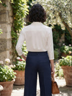 Women’s Elegant Solid Shirt – White | Viscose Rayon Fabric | 3/4th Sleeves