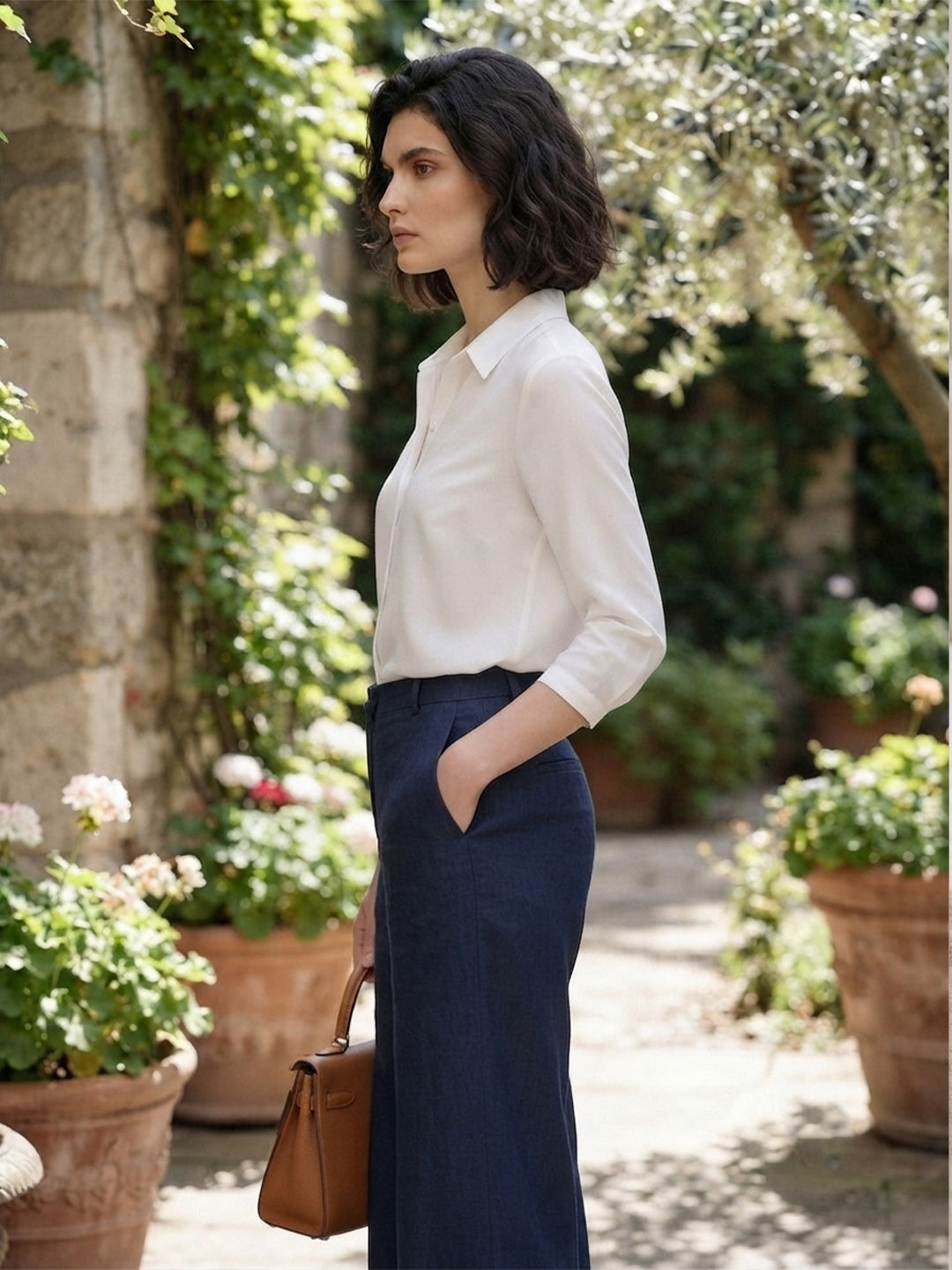 Women’s Elegant Solid Shirt – White | Viscose Rayon Fabric | 3/4th Sleeves