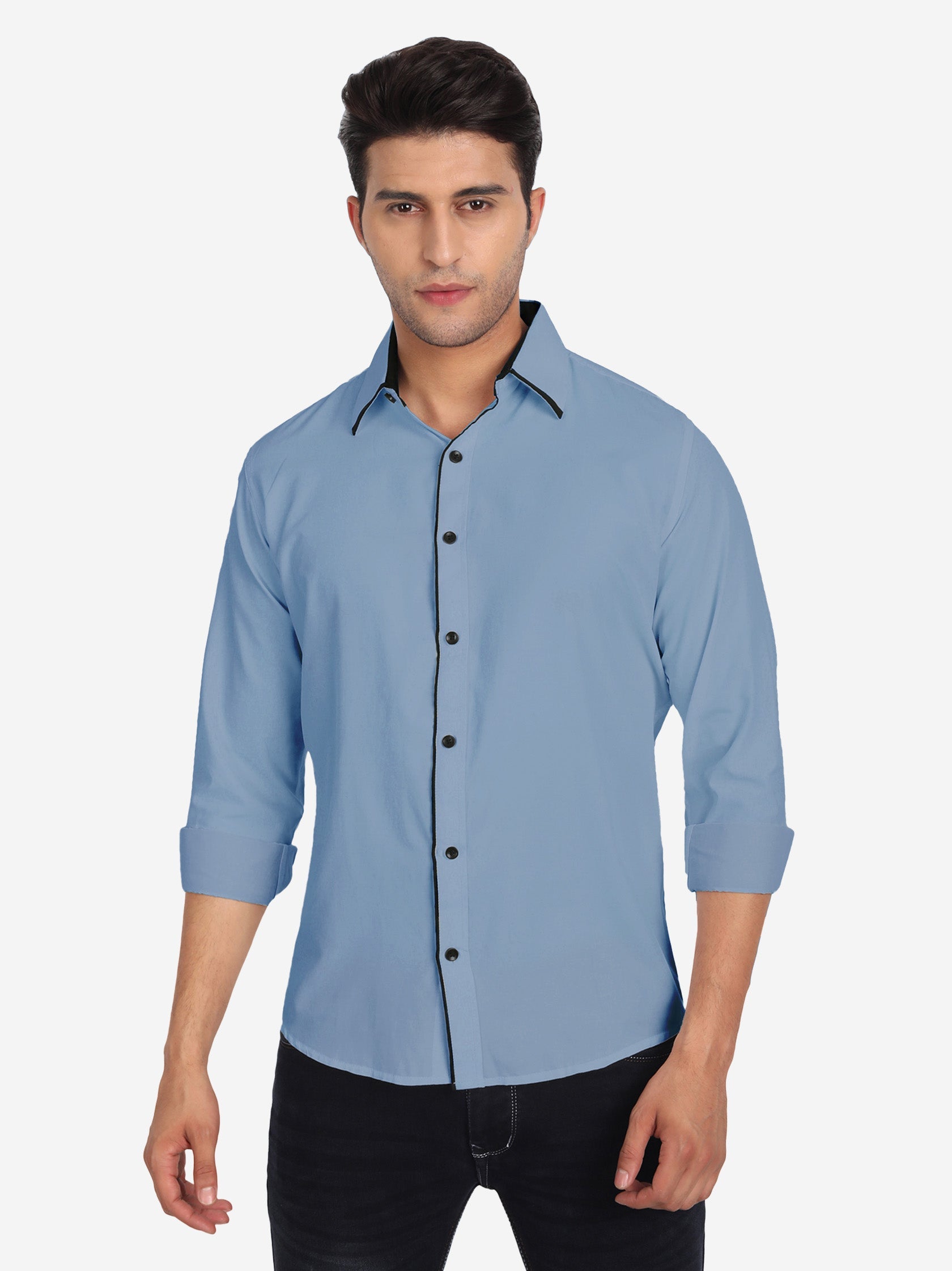 Men's Casual Full Sleeve XMan Shirt in White by BLUE ROBED, fabric detail