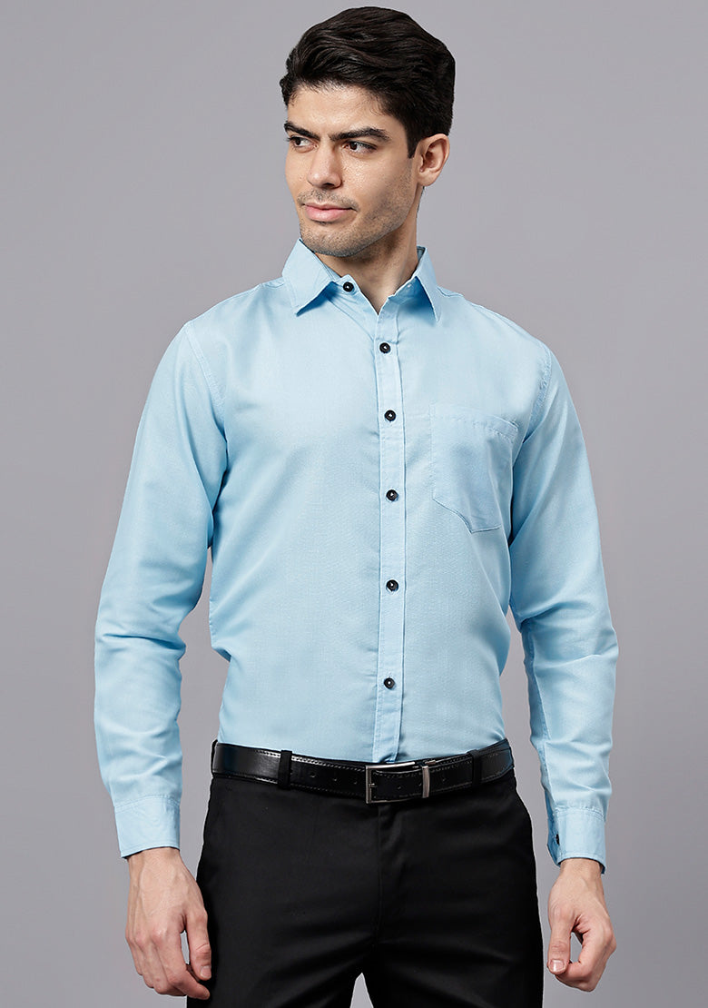 Men's Cotton Blend Slim Fit Formal Shirt in Beige by BLUE ROBED, fabric detail