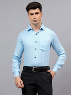 Men's Full Sleeve Spread Collar Premium Casual Shirt for Men in Black by BLUE ROBED, style view