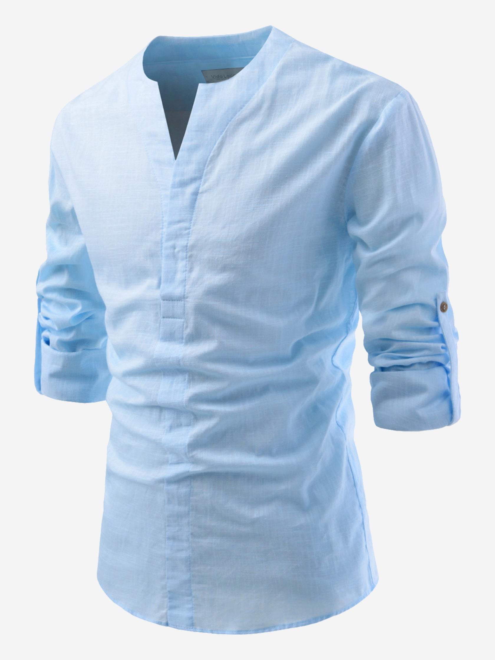 BLUE ROBED men's Casual Slim Fit Full Sleeve Cotton Kurta in Sky view 33