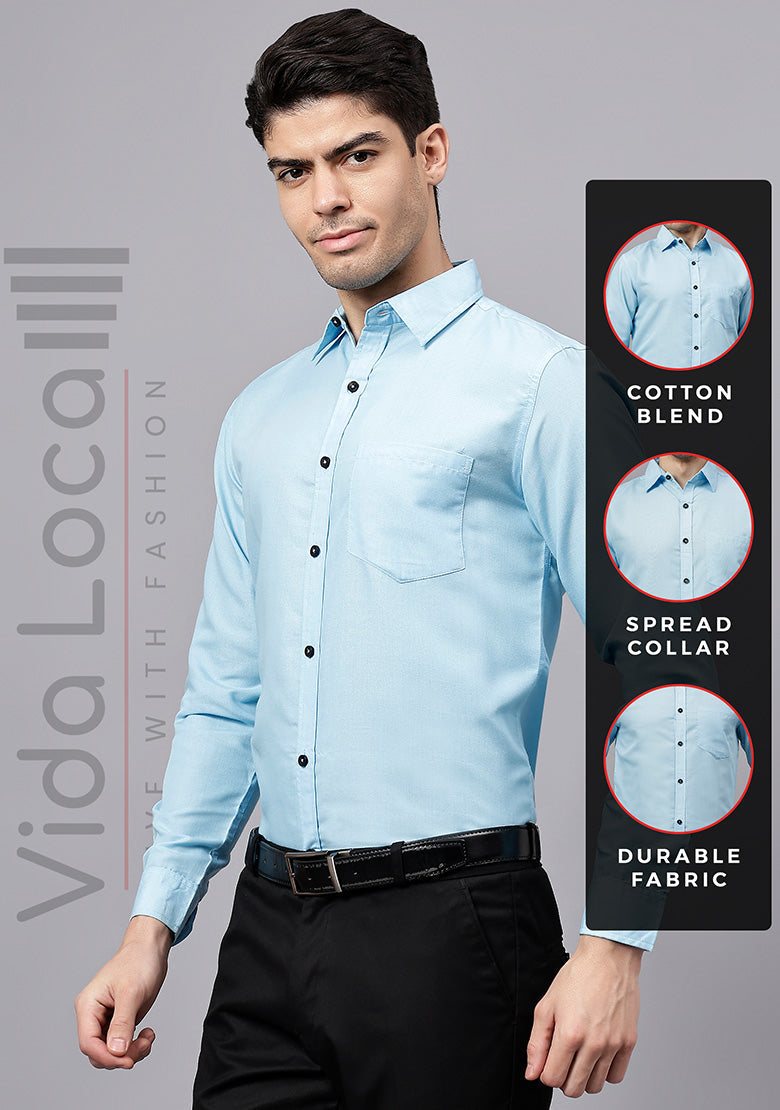 Men's Cotton Blend Slim Fit Formal Shirt in Beige by BLUE ROBED, side view