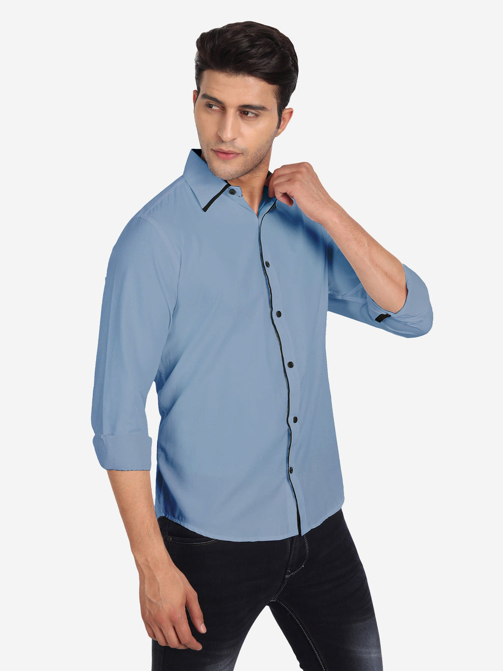 Men's Casual Full Sleeve XMan Shirt in White by BLUE ROBED, front view