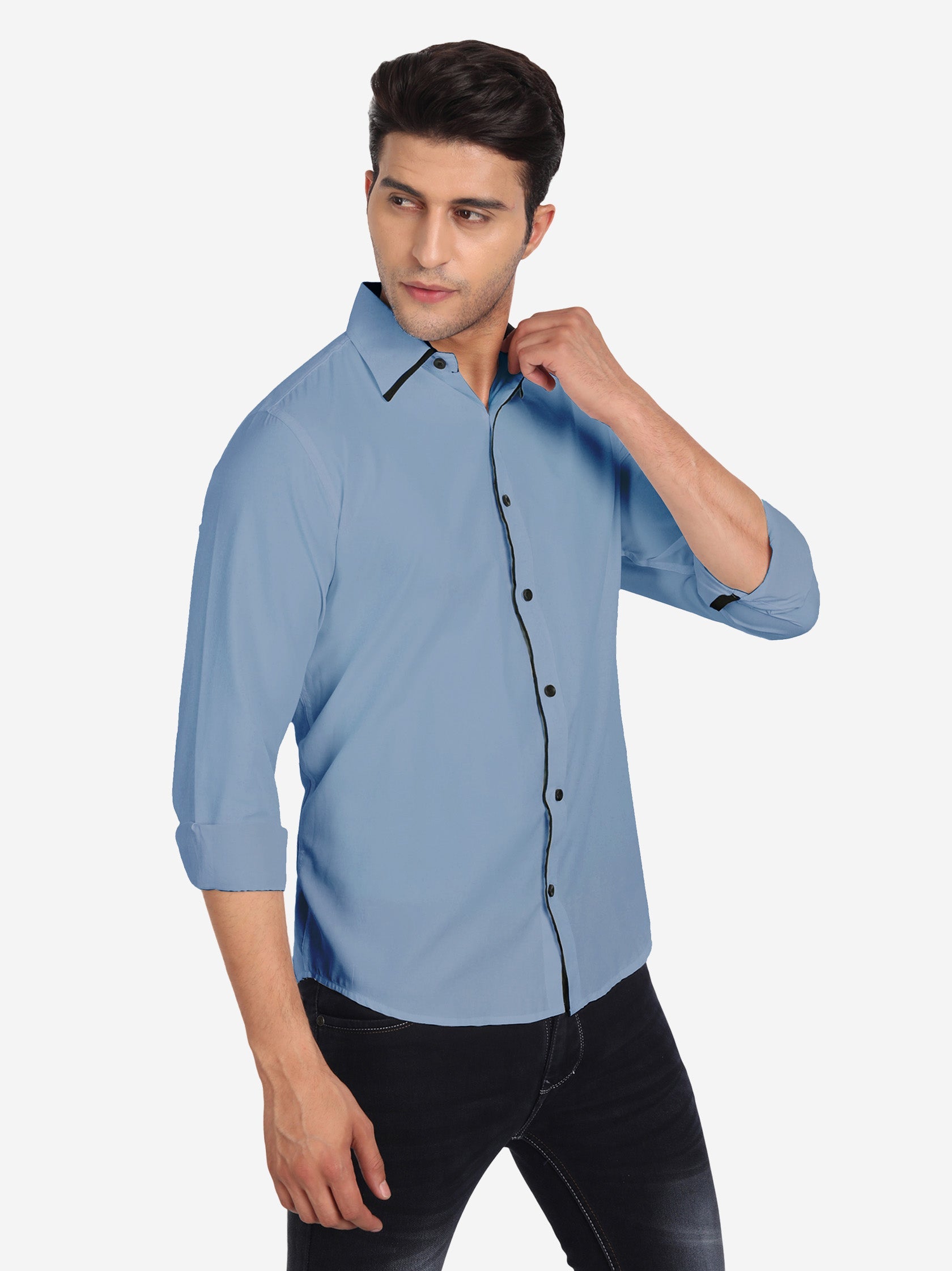 Men's Casual Full Sleeve XMan Shirt in White by BLUE ROBED, front view