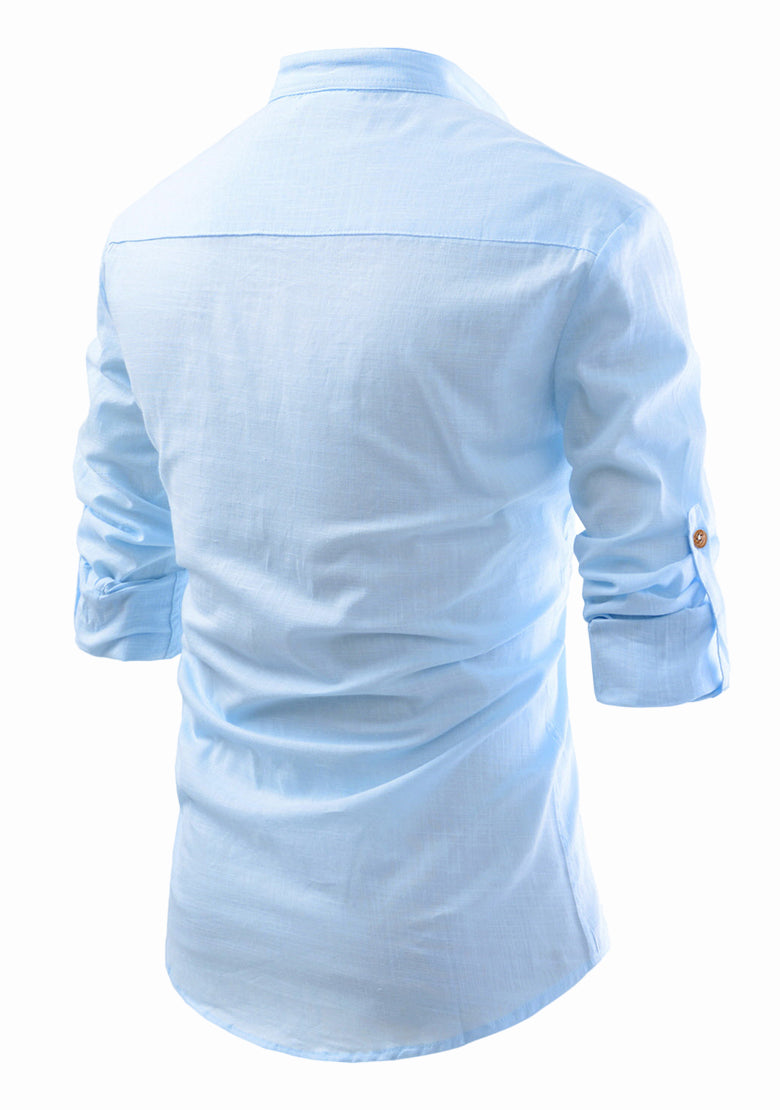 BLUE ROBED men's Casual Slim Fit Full Sleeve Kurta in Sky view 95