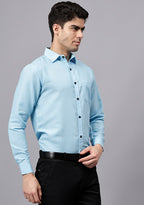 Men's Cotton Blend Slim Fit Formal Shirt in Beige by BLUE ROBED, front view