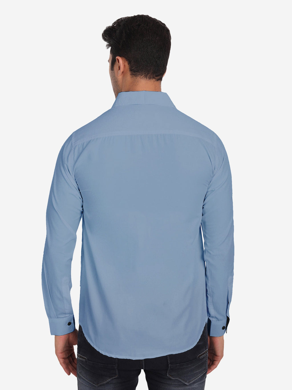 Men's Casual Full Sleeve XMan Shirt in White by BLUE ROBED, side view