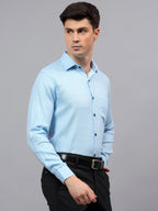 Men's Full Sleeve Spread Collar Premium Casual Shirt for Men in Black by BLUE ROBED, front view