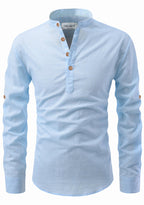 BLUE ROBED men's Casual Slim Fit Full Sleeve Kurta in Sky view 96