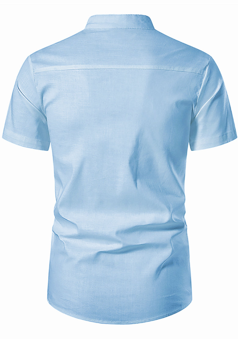 BLUE ROBED men's Half Sleeve Casual Cotton Kurta Office Wear in Sky view 3