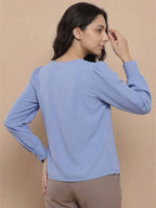 Women’s Crepe Formal Top | Elegant V-Neck Office Wear Blouse