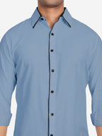 Men's Casual Full Sleeve XMan Shirt in White by BLUE ROBED, back view