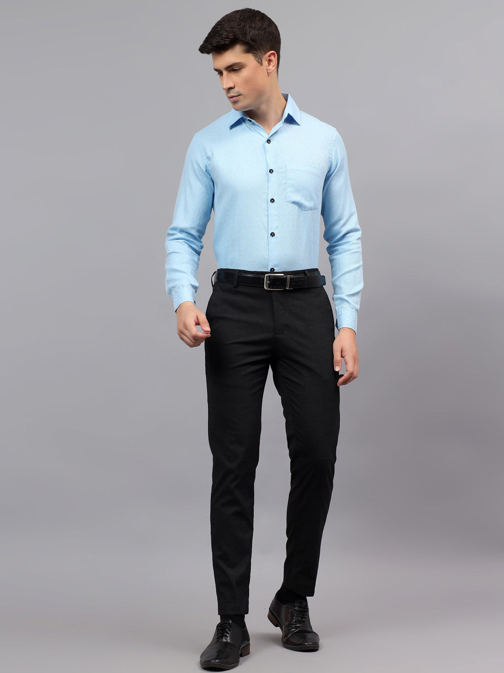 Men's Full Sleeve Spread Collar Premium Casual Shirt for Men in Black by BLUE ROBED, back view