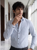 Men’s Sky Blue Pure Cotton Striped Full-Sleeve Casual Shirt