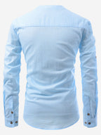 BLUE ROBED men's Casual Slim Fit Full Sleeve Cotton Kurta in Sky view 37