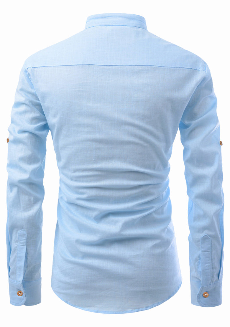 BLUE ROBED men's Casual Slim Fit Full Sleeve Kurta in Sky view 98
