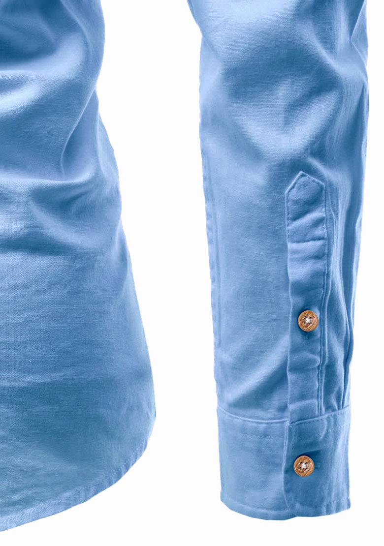 BLUE ROBED men's Casual Slim Fit Full Sleeve Double Pocket Cotton Kurta in Sky view 61