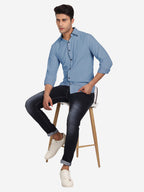 Men's Casual Full Sleeve XMan Shirt in White by BLUE ROBED, style view