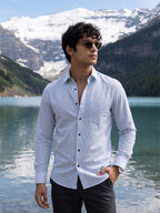 Men’s Sky Blue Pure Cotton Striped Full-Sleeve Casual Shirt