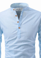 BLUE ROBED men's Casual Slim Fit Full Sleeve Kurta in Sky view 99