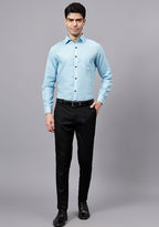 Men's Cotton Blend Slim Fit Formal Shirt in Beige by BLUE ROBED, view