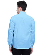 BLUE ROBED men's Casual Slim Fit Full Sleeve Double Pocket Cotton Kurta in Sky view 50