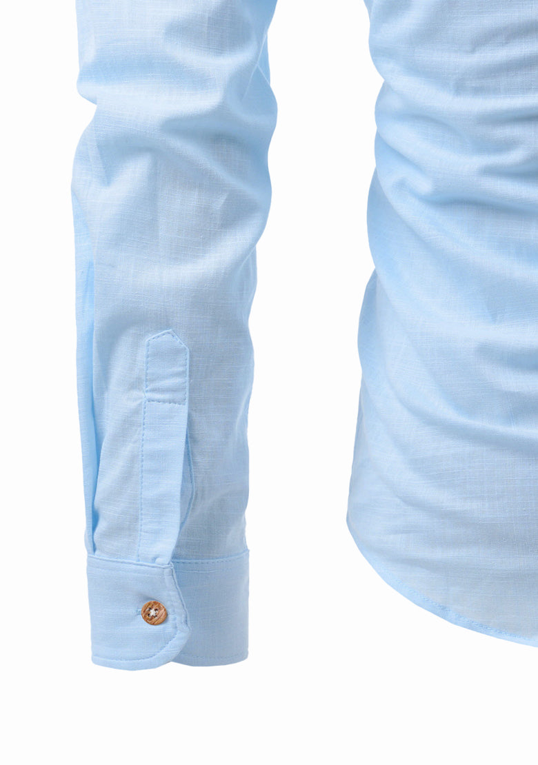 BLUE ROBED men's Casual Slim Fit Full Sleeve Kurta in Sky view 101