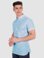 BLUE ROBED men's Half Sleeve Casual Cotton Kurta Daily Wear in Sky Blue view 2