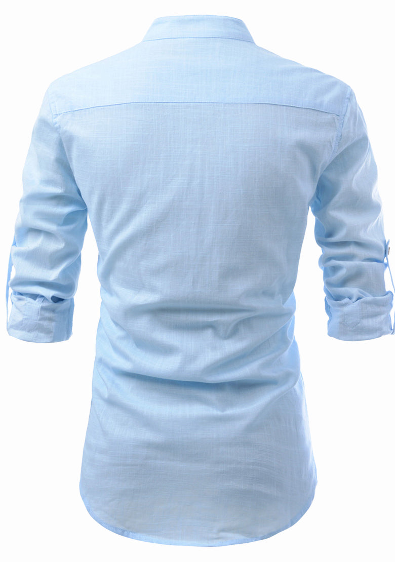 BLUE ROBED men's Casual ZIP Style Full Sleeve Kurta in Sky Blue view 70