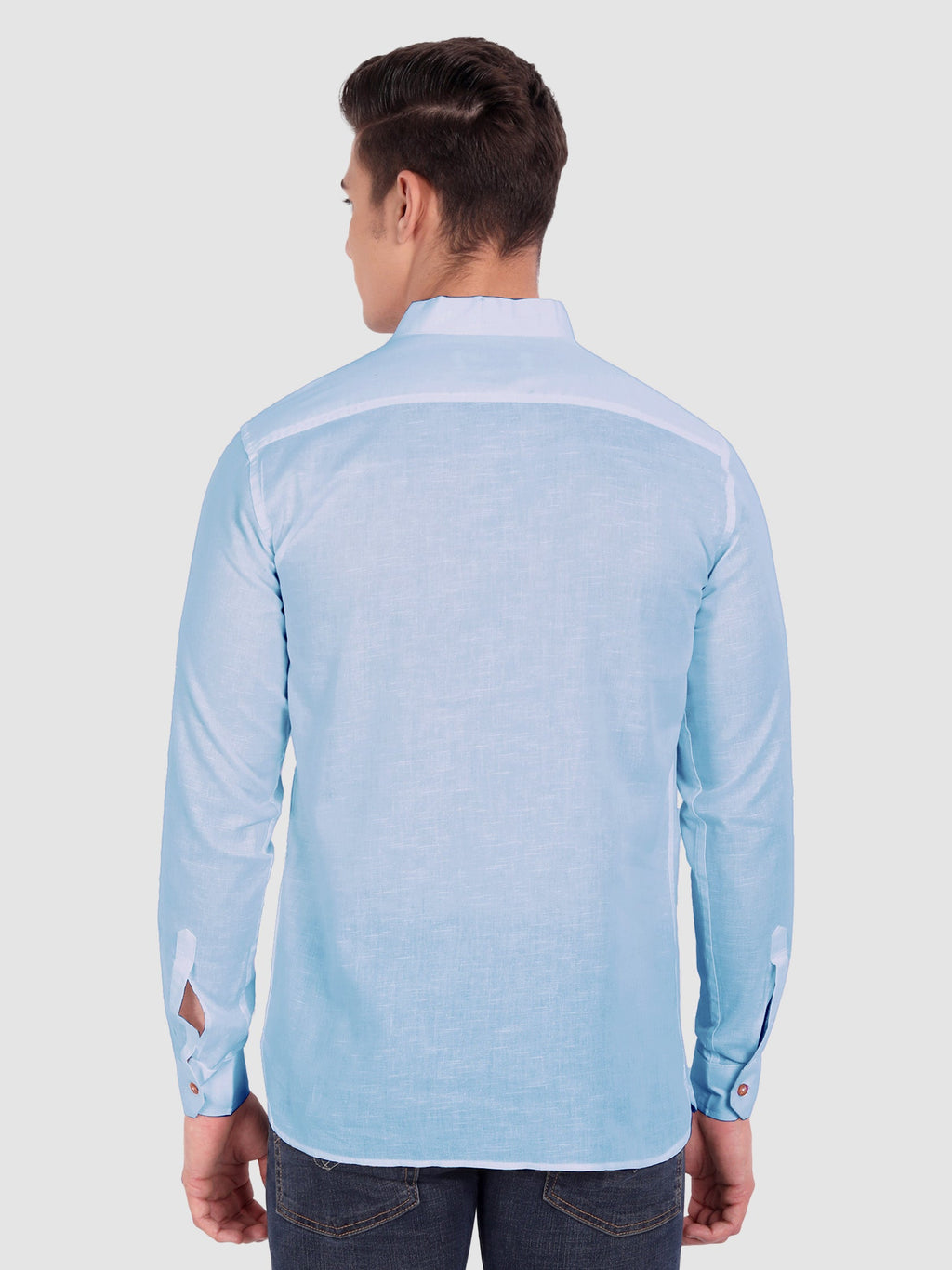 BLUE ROBED men's Casual ZIP Style Full Sleeve Cotton Kurta in Sky Blue view 63