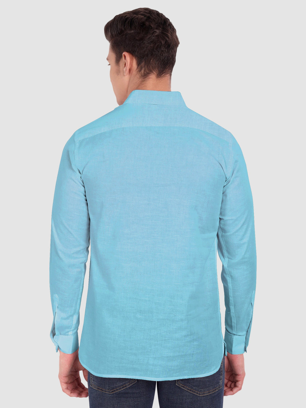 BLUE ROBED men's Full Sleeve Casual Cotton Kurta in Sky Blue view 59