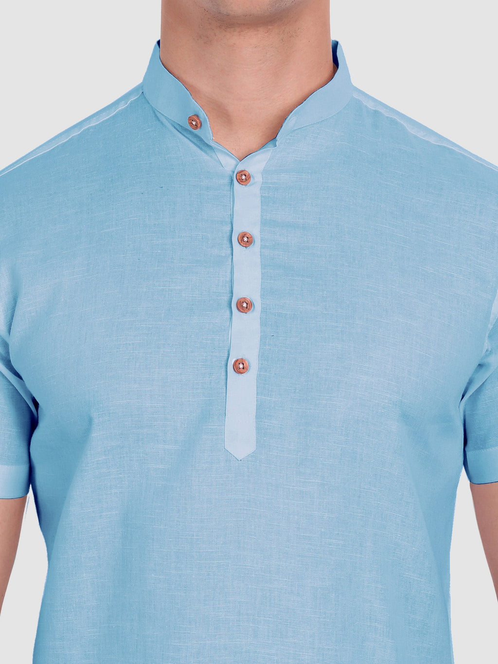 BLUE ROBED men's Half Sleeve Casual Cotton Kurta Daily Wear in Sky Blue view 3