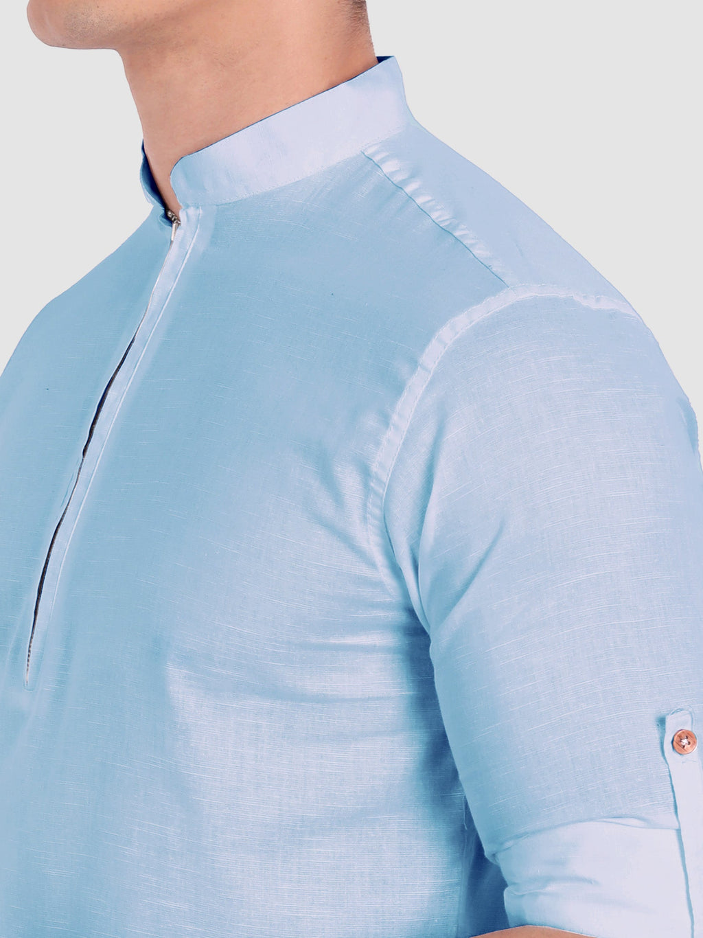 BLUE ROBED men's Casual ZIP Style Full Sleeve Cotton Kurta in Sky Blue view 64