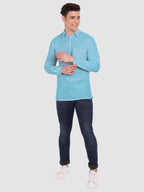 BLUE ROBED men's Full Sleeve Casual Cotton Kurta in Sky Blue view 61