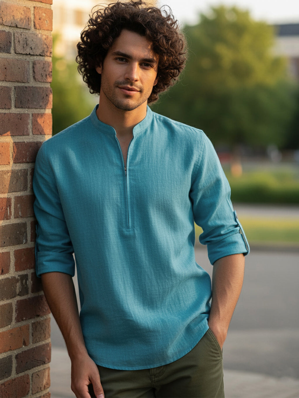 BLUE ROBED Full Sleeve Kurta for men Daily Wear in TRQS view 81